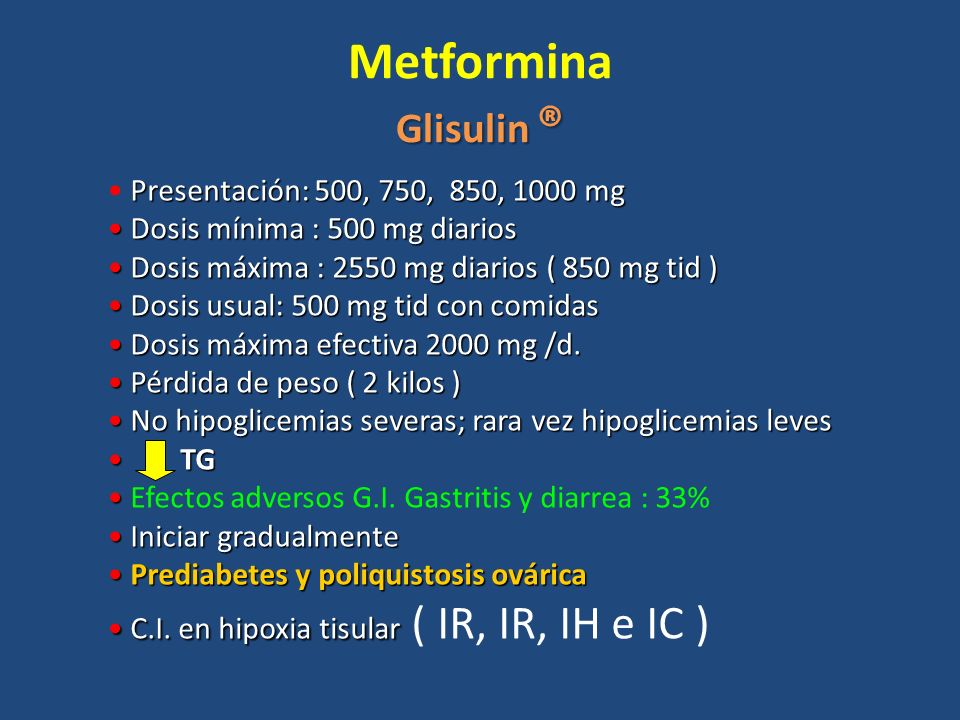 Metformina 850 mg en la noche